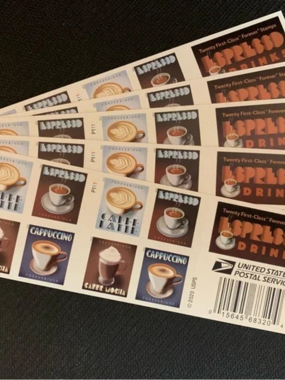 6000 Espresso Drinks US Postage Forever Stamps 500 Booklets of 20 6000 stamps